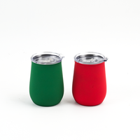 Gobelet isotherme en acier inoxydable de 17 oz en forme d'œuf, durable, avec revêtement poudré, à paroi simple, avec couvercle