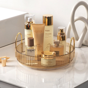 Organizador de maquillaje de belleza cosmética, caja de almacenamiento de cosméticos, estante de almacenamiento giratorio, organizador de tocador transparente - Product Image 5