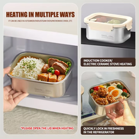 Set Wadah Penyimpanan Makanan MIXWERES 304 Stainless Steel - Anti Bocor, Dapat Digunakan di Microwave, Kotak Penyimpanan Segar untuk Persiapan Makanan di Dapur