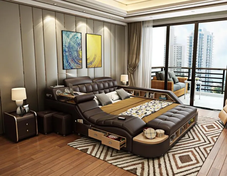 Keyin Bed KEHUI King Bed - Custom Design Leather Packed Rocking Bed