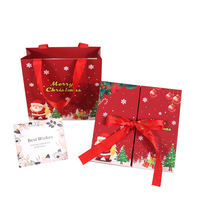 Boîte cadeau de Noël double ouverture pour bijoux avec rose en savon pour collier, boucles d'oreilles, bague – Emballage cadeau festif
