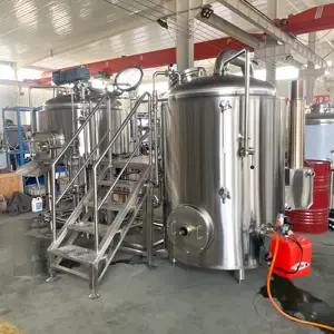 Système de brassage de brasserie industrielle à 2 navires avec chauffage direct au feu 500L Usine de production de bière pour bar