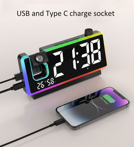 LED Screen Multifunctional Projection <b>Clock</b> <b>Table</b> Color LED Alarm <b>Clock</b> With RGB Light for Children's Wake-up - Product Image 3