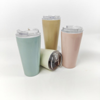 Nouvelle arrivée lait thé tasse macaron couleur droite boisson verre portable tasse tasses à café avec couvercle propre