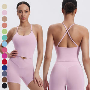 <span class=keywords><strong>Canotta</strong></span> da Yoga con retro incrociato e traspirante veloce <span class=keywords><strong>reggiseno</strong></span> da corsa da palestra gilet corto senza maniche canottiera sportiva Yoga <span class=keywords><strong>canotta</strong></span> da donna - Product Image 4