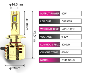 Vente Flash Usine : Ampoules LED <span class=keywords><strong>K100</strong></span> <span class=keywords><strong>GOLD</strong></span> CSP3570 pour Phares Automobiles, Accessoires Plug and Play pour Phares de Voiture - Product Image 3