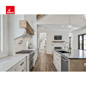 Mobile da <span class=keywords><strong>Cucina</strong></span> Bianco Incassato Stile Shaker Tradizionale Design Durevole Classico in Legno Massello di Ontano Verniciato con Isola in Marmo - Product Image 5