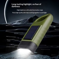 Nouvelle lampe torche solaire à manivelle pour l'extérieur, portable, multifonctionnelle, LED d'urgence, ultra-fine, éclairage puissant