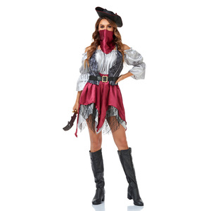 Disfraz de Pirata del Caribe para Mujer con Sombrero, Bufanda, Chaleco, Cinturón y Cuchillo, Disfraz Sexy de Halloween para Adultos - Product Image 3