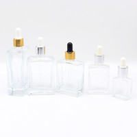 Botol tetes kaca persegi 15ml 30ml 50ml 100ml untuk kemasan minyak esensial/perawatan kulit/botol Serum kaca persegi