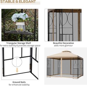 Gazébo en métal patio maison antique supports en treillis 2.5x2.5 colonnes pare-soleil en <span class=keywords><strong>fer</strong></span> <span class=keywords><strong>forgé</strong></span> barbecue haut rigide voiture bar industriel haut mural - Product Image 4
