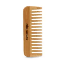 Peigne à dents larges personnalisé, peigne à cheveux en bois de bambou écologique bon marché, vente en gros