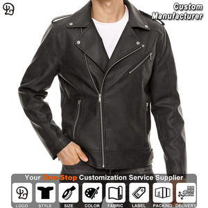 مخصص للرجال خمر سحاب غير متماثل Faux مصمم طية صدر دراجة نارية خريف شتاء ملابس الشارع للرجال - Product Image 6