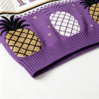 Pull jacquard ajouré à col rond pour femme avec motif fruits et logo personnalisé, grande taille