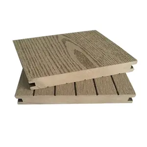 Plancher en bois plastique résistant aux intempéries wpc plancher de terrasse solide emboîtable