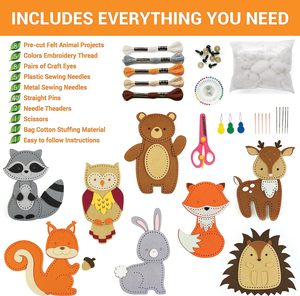 Kit de couture Perfect Kraft : Créez vos propres animaux en feutre – Kit d'artisanat pour débutants, ensemble créatif et éducatif pour enfants - Product Image 2