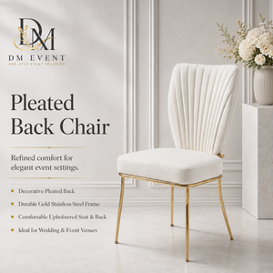 Custom Luxury Gold Stainless Steel Channel Tufted Fan Back Wedding Banquet <b>Chair</b> for Hotel and Event Venues - Product Image 1