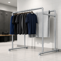 Porte-vêtements autoportant en métal à double barre pour intérieur, séchoir à linge domestique