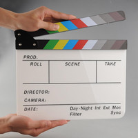 Clapboard pour Réalisateurs de Films, Clapboard en Acrylique Effaçable à Sec pour Studio Photo, Vidéo, Télévision, Clapboard de Film pour Scènes d'Action