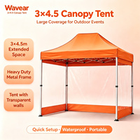 Tente de réception pliable Wavear en PVC Oxford avec parois latérales transparentes, imperméable, pour événements sportifs et expositions