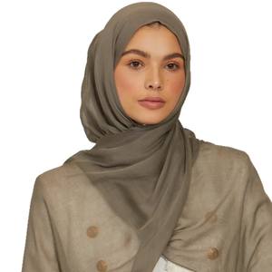 ผ้าพันคอปั่นขอบแคบผ้าเรยอนแบบ2-in-1ระบายอากาศได้ดีสีทึบบางสไตล์ยุโรปอเมริกันดูไบ - Product Image 1