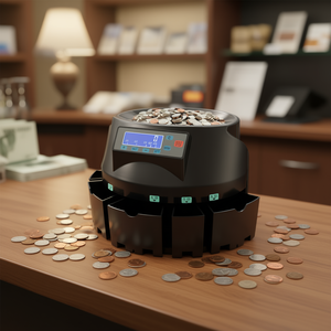 Coin Counter Sorter With Lcd <b>Display</b> 300 Coins Min <b>Black</b> Plastic For Nickels Dimes Quarters Pennies Dollar Coins - Product Image 2