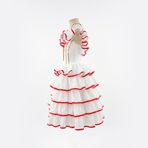 Girls White Red Romantic Ballet Tutu Don Quixote Kitri Spanish <b>Dance</b> Costume Ruffle Sleeve Stage Performance Wear - Product Image 4