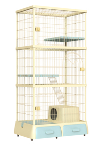 <span class=keywords><strong>Cage</strong></span> pour chat de luxe à double pont avec assemblage détachable Plateau en plastique en fer fermé pour grand espace Boîte de bricolage gratuite pour animaux de compagnie emballée - Product Image 4
