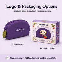 Trousse à crayons en silicone mignonne motif baies violettes avec fermeture éclair, options de logo personnalisé et d'emballage pour petites marques, demande d'échantillon