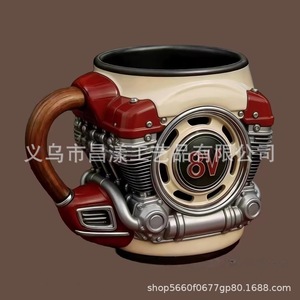 Mug 3D en acier inoxydable avec couvercle, isolation thermique, pour cadeaux, moteur V8 - Product Image 4