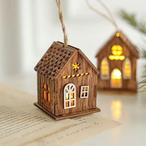 Modern Led Illuminated Tree Decoration Creative <b>Log</b> Cabin New Cross-Border Atmosphere Setting Fashionable Christmas - Product Image 3