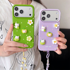 เคสโทรศัพท์หนังลายดอกไม้ลายจุดหรูหราสำหรับ iPhone 18 17 16 15 14 13 12 11Pro Max พร้อมสายคล้องมุก - Product Image 3