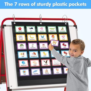 Tablero de bolsillo transparente con 7 bolsillos, resistente, para colgar en el aula, en casa, para pared de palabras, tarjetas de letras, tablero de frases - Product Image 3