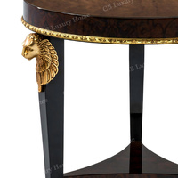 Table d'appoint ronde en bois massif de luxe avec plateau en marbre naturel vert, ensemble de salon de haute qualité