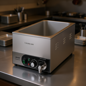 Calentador de Alimentos Eléctrico Comercial Vevor de 1200W, Baño María de Acero Inoxidable para Mostrador, Control de Temperatura Manual para Restaurante - Product Image 2