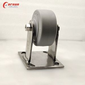 Ruedas Industriales de Alta Resistencia de 4 Pulgadas, de Goma Termoplástica Gris y Acero Inoxidable 304, con Rodamientos de Bolas y Protectores de Rosca - Product Image 4