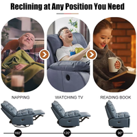 Fauteuil inclinable sans bras en cuir gris moderne avec technologie de l'air, tissu nuage, fauteuil à bascule électrique étanche pour la lecture et le bureau