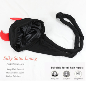 Moda Halloween Dress up Party Hat Hip Hop Skull Caps Devil Horn Turban Satin Lined Bonnet para Mujeres Hombres - Product Image 6