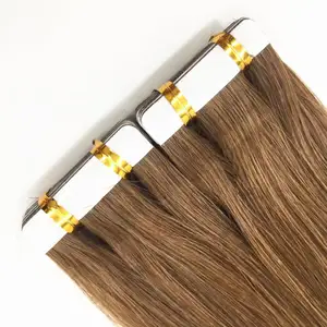 Wholesale Double Drawn virgin Remy Skin Weft hair extension wigs 100% human invisible handtied tape in hair