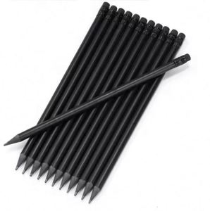 Crayon en bois noir mat personnalisé de haute qualité avec logo et impression sur mesure - Product Image 4