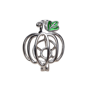 Pendentif en argent S925 en forme de pomme, cage pour pendentif féminin sans trou, pour perle de 8-9 mm, accessoires de fabrication de bijoux plaqués, support vide 3292 - Product Image 5