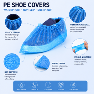 Fundas de Zapatos Desechables de PE Antiestáticas ESD Azules, Impermeables, Antipolvo y Antideslizantes de 15*39cm para Cuartos Limpios y Fábricas de Electrónica Ruiheng - Product Image 2