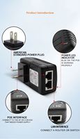 Injecteur PoE mural passif OEM en gros, 2 prises, 48V 24W 0.5A, adaptateur Ethernet non standard pour caméra de sécurité IP CCTV