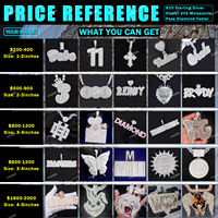 RTS VVS Diamond Pass Diamond Tester Pendentif Moissanite glacé personnalisé en argent 925 Hip Hop Fine Jewelry Pendentif Chaîne à maillons