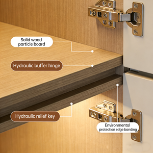 Armoire de rangement pour ustensiles de salle à manger en bois massif en forme de L personnalisée avec étagères ouvertes et grands tiroirs Design moderne - Product Image 5
