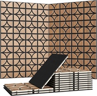 Panneau acoustique en bois géométrique 3D, panneaux muraux en placage de bois avec support en feutre acoustique noir pour la décoration de la maison, du bureau, du studio et du home cinéma