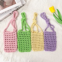 Pochette de téléphone en macramé faite à la main, sac en coton ajouré avec sangle réglable, support de téléphone bandoulière bohème pour femme