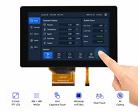 شاشة عرض TFT LCD تعمل باللمس السعوي مقاس 5 بوصات بدقة 800*480 RGB طراز MxT336U G+G متعددة اللمس مع خاصية AF للأنظمة الصناعية المدمجة وواجهة HMI مع إضاءة LED