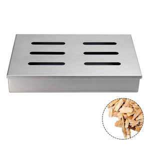 Accessoires de grillade de BBQ ajouter la boîte de fumeur de copeaux de bois d'acier inoxydable de saveur de BBQ pour le gril de charbon de bois - Product Image 1