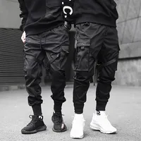 Pantalones bombachos con múltiples bolsillos para Hombre, ropa de calle, de chándal, Casual, a la moda, Cargo, 2019